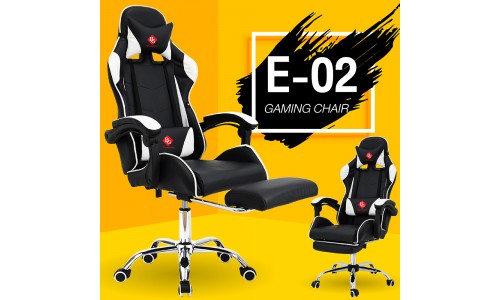 B&G เก้าอี้เล่นเกม เก้าอี้เกมมิ่ง เก้าอี้คอเกม Raching Gaming Chair รุ่น E-02 (White) 